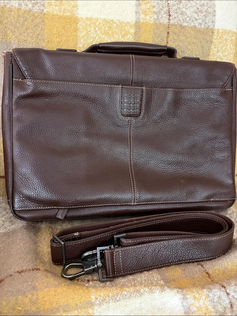 Boconi Tyler Tumbled Brokers Bag Color Coffee Italian Pebbled Leather EXCELLENT
